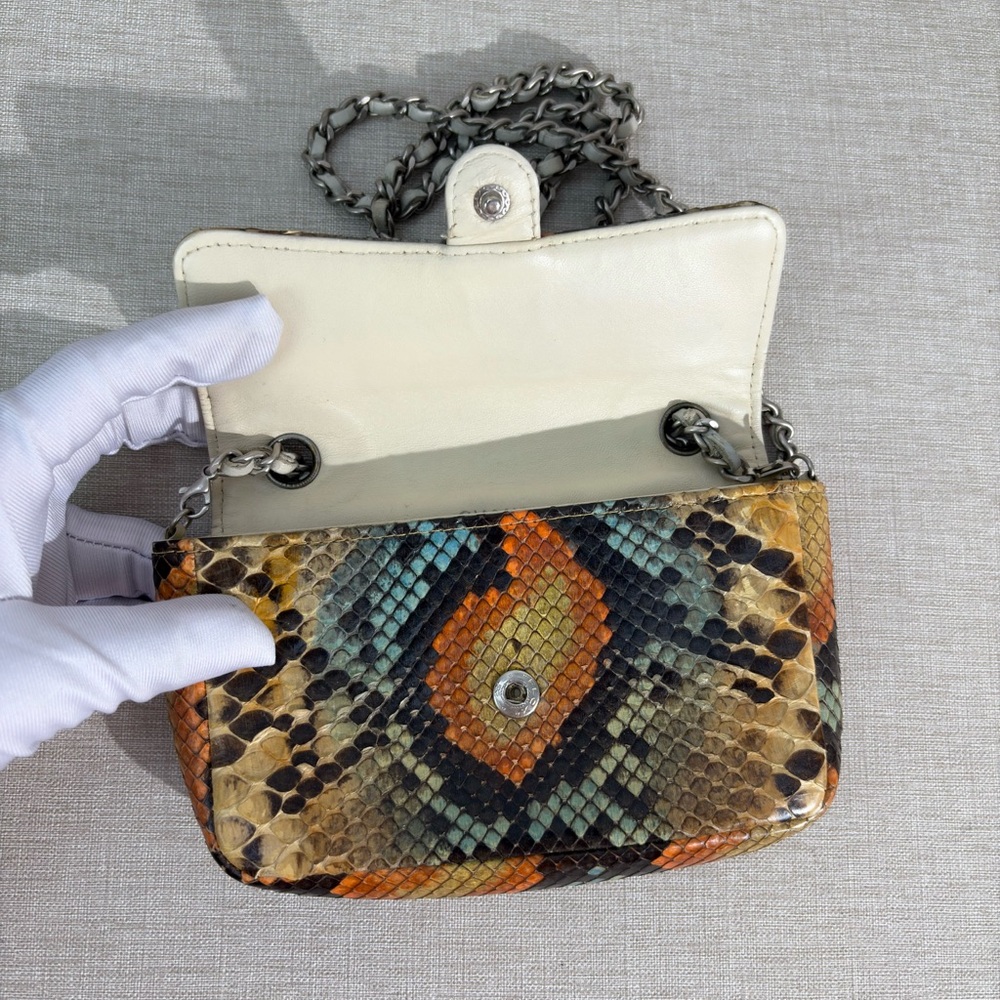 SOLD - CHANEL Multicolor Python Mini Flap Bag SHW - Picture 12 of 16